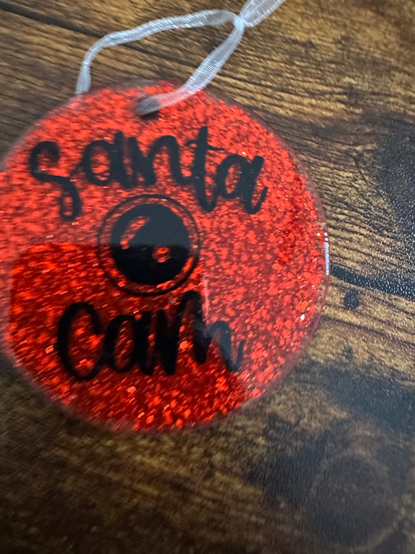 Glittered Santa Cam Ornament