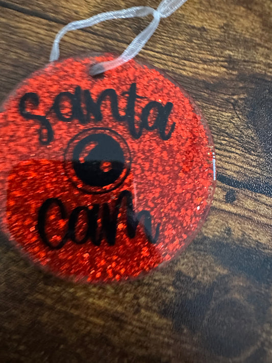 Glittered Santa Cam Ornament