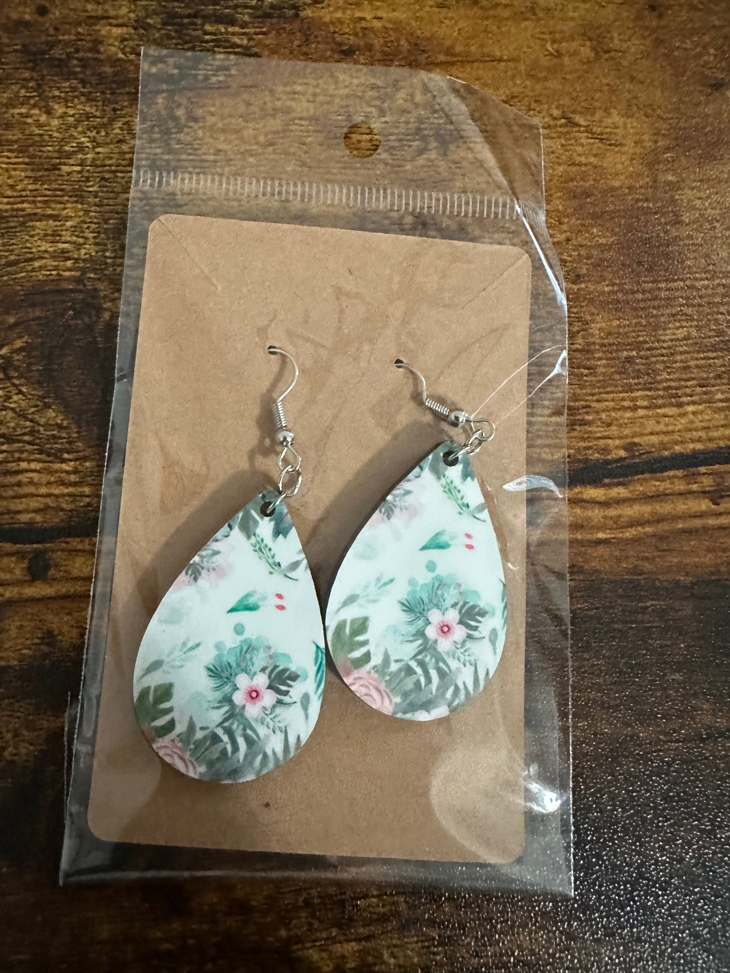 Sublimated Pink Flowers Earrings
