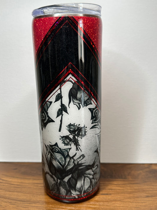 20 oz Red/Black/White V-Split Tumbler